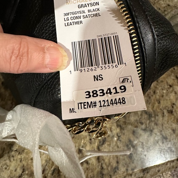 NWT MICHAEL Kors GRAYSON LARGE SATCHEL shoulder bag BLACK Leather Gold MSRP$348 - Picture 9 of 10